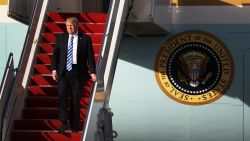 WEST PALM BEACH, FL - APRIL 13:  US President Donald Trump arrives on Air Force One at the Palm Beach International Airport to spend Easter weekend at Mar-a-Lago resort on April 13, 2017 in West Palm Beach, Florida. President Trump has made numerous trips to his Florida home and according to reports has cost over an estimated $20 million in his first 80 days in office.  (Photo by Joe Raedle/Getty Images)