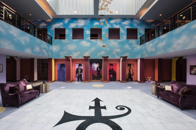 <strong>Ashes -- </strong>The Paisley Park tour begins in the atrium, where Prince's ashes are kept in a miniaturized version of his home.