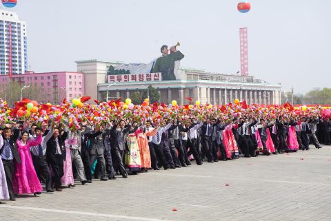 North Koreans celebrate the birthday of Kim Il Sung. He would have been 105.