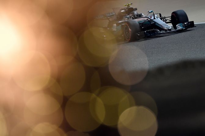 Lewis Hamilton's new Mercedes teammate Valtteri Bottas on track in Bahrain.  