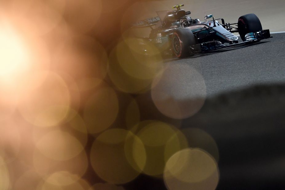 Lewis Hamilton's new Mercedes teammate Valtteri Bottas on track in Bahrain.  