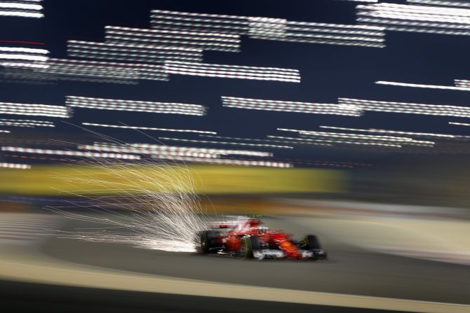 Sebastian Vettel on track in Bahrain. The German won the opening race of the 2017 season in Australia at the end of March. 