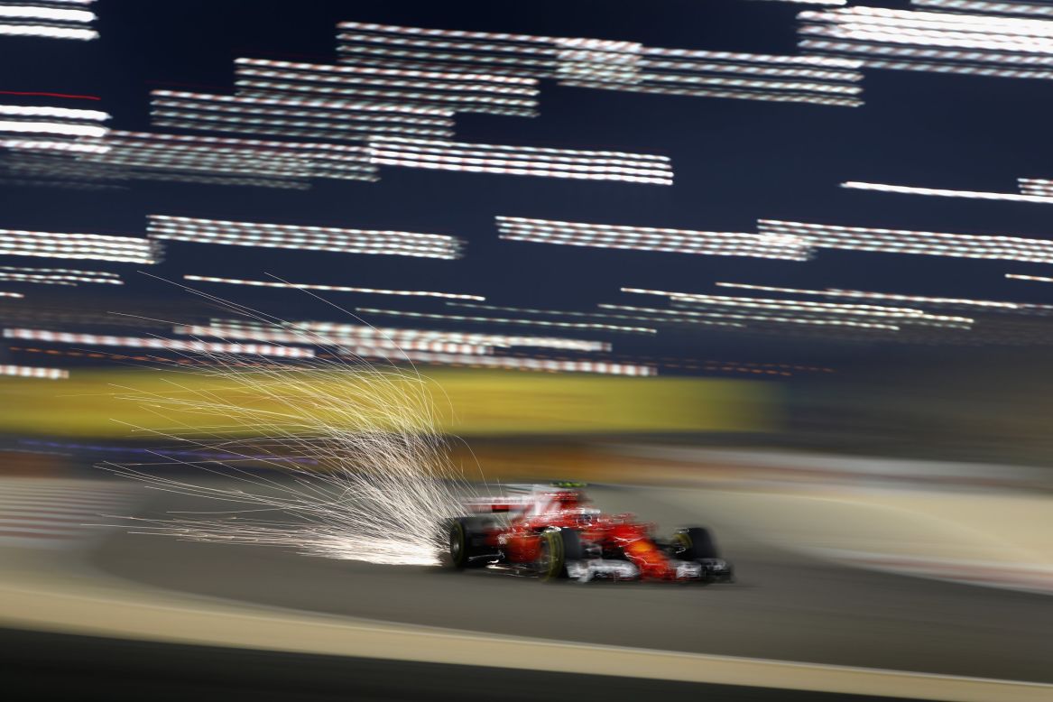 Sebastian Vettel on track in Bahrain. The German won the opening race of the 2017 season in Australia at the end of March. 