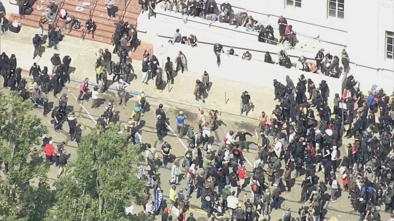Protesters clash in Berkeley, California, on Saturday.