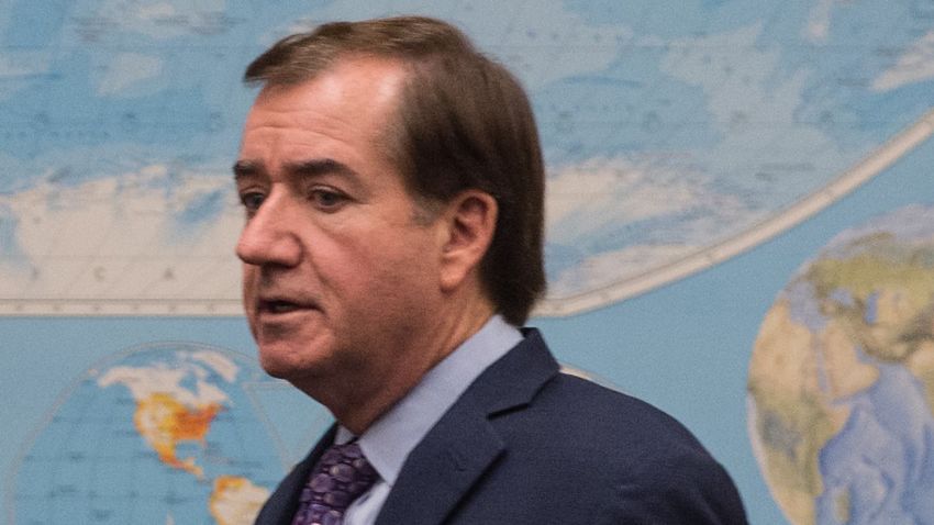French Ambassador to the US Gerard Araud meets with US House of Representatives Foreign Affairs Committee chairman Ed Royce on Capitol Hill in Washington, DC, on December 17, 2015.  