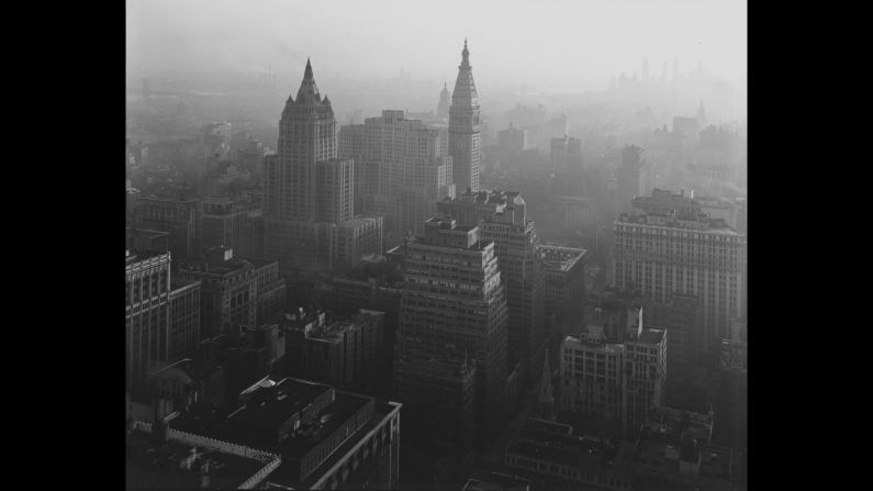 Looking south from the Empire State Building during daytime in 1946. Webb died in April 2000 at age 94. As the Todd Webb Archive writes: "His life was like his photographs; at first they seem very simple, without obvious tricks or manipulation, but upon closer examination, they are increasingly complex and marvelously subtle."