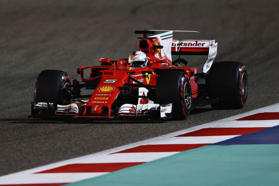 Sebastian Vettel clinched a third win at the Bahrain International Circuit in Sunday's race. The German won for Red Bull in 2012 and 2013. 