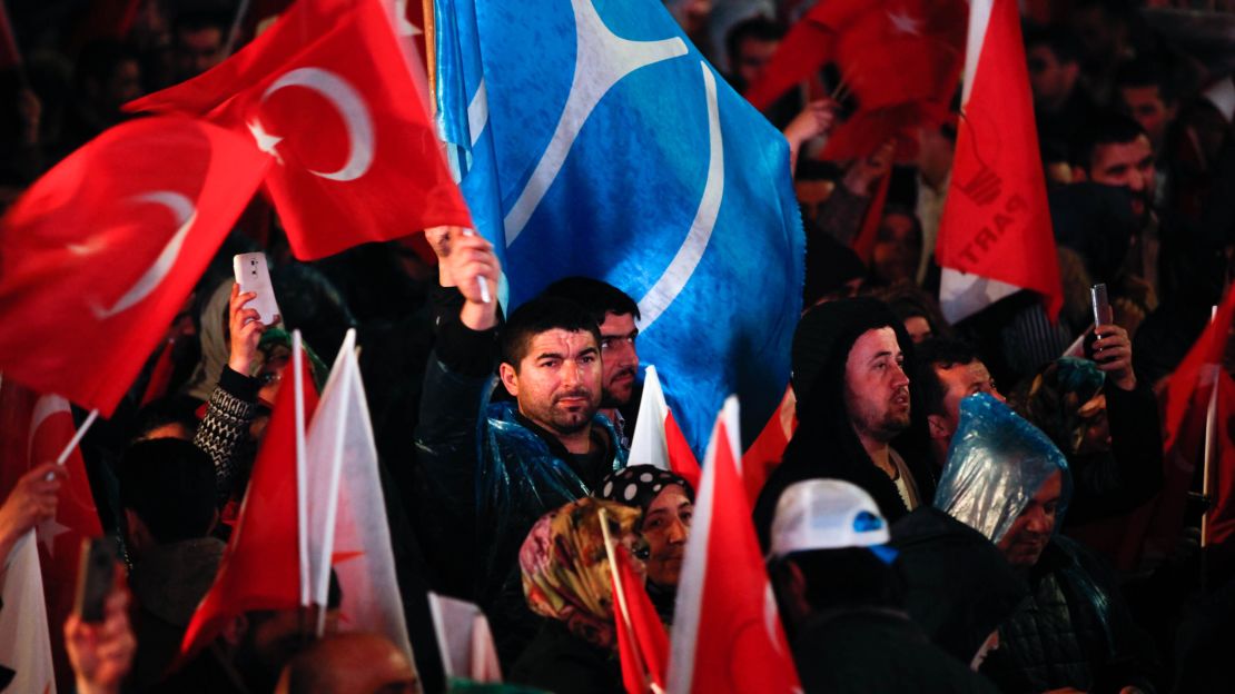 Erdogan's supporters celebrate the referendum win in Ankara.