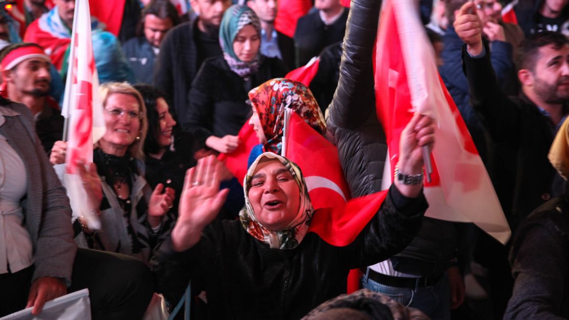 Erdogan supporters celebrate his referendum win on April 16.