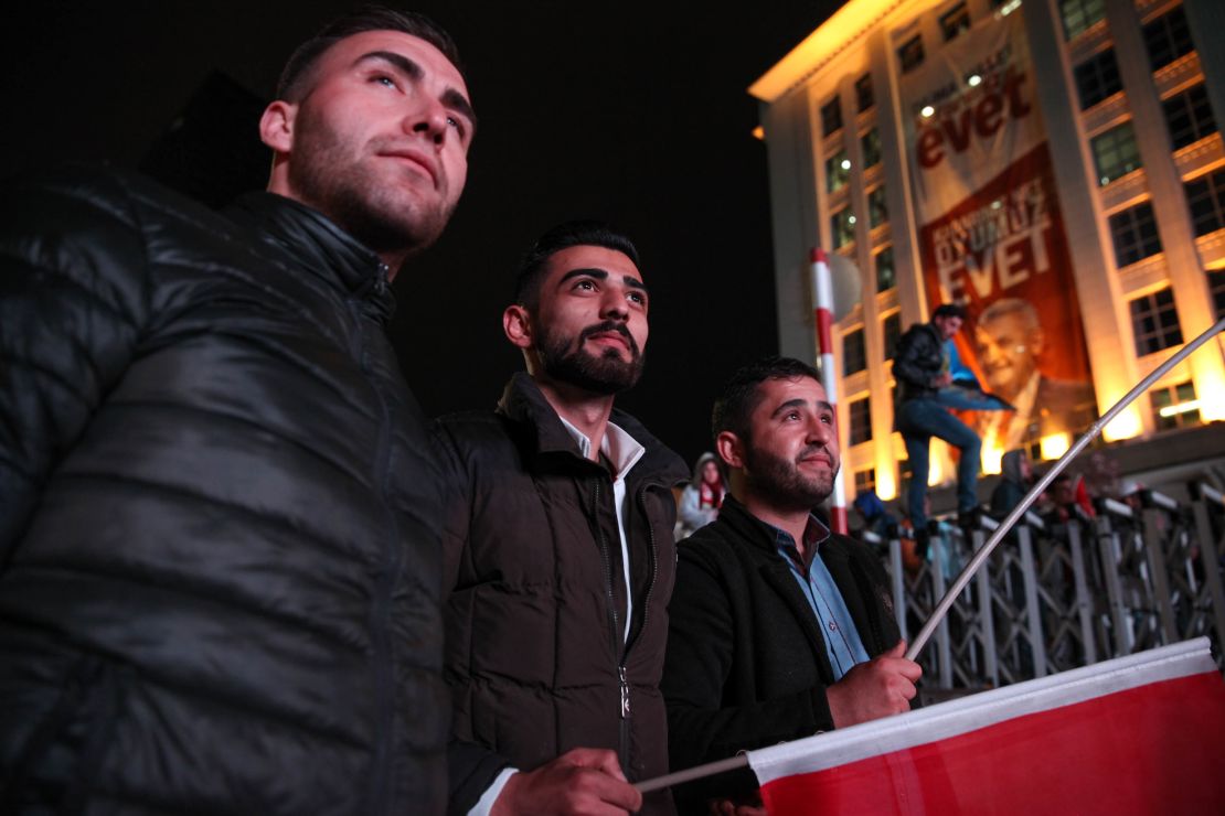Yasin Yalcin, 24, (L) said the referendum gave him hope for Turkey to stand independent of "foreign forces."