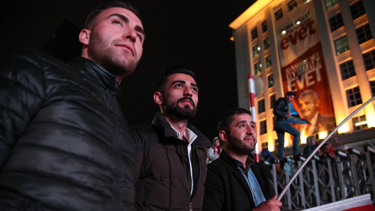 Yasin Yalcin, 24, (L) said the referendum gave him hope for Turkey to stand independent of "foreign forces."
