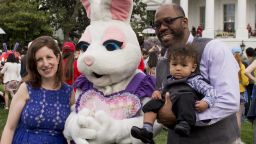 The White House Easter Bunny greets attendees.