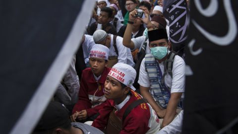 Thousands of Indonesian Muslims protest against Ahok last month in Jakarta.