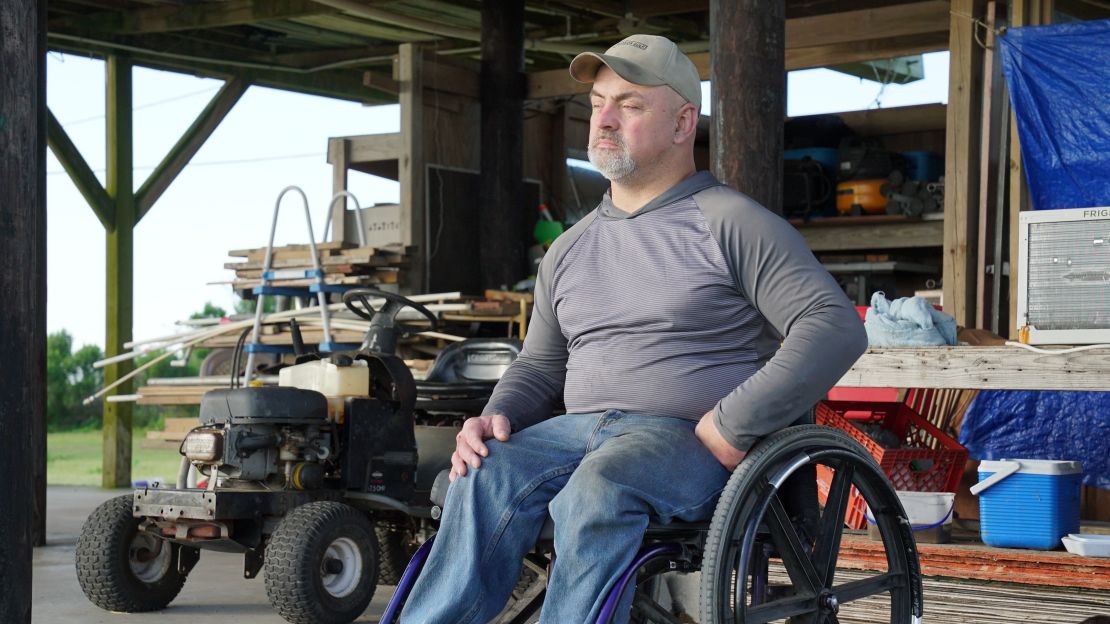 Chris Brunet has watched water wash out land and kill trees around him on Isle De Jean Charles.