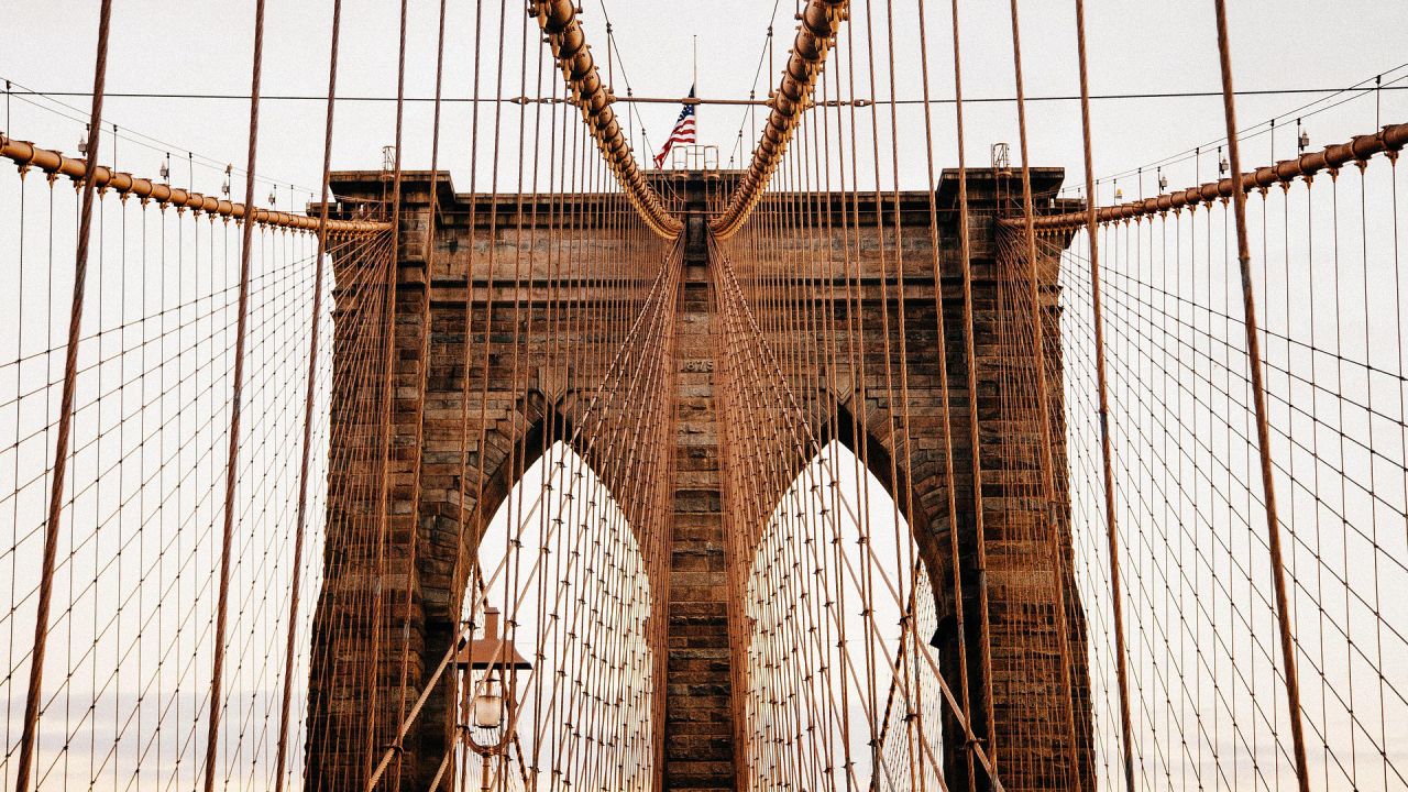 <strong>Brooklyn Bridge:</strong> The no-cars-allowed bridge between Brooklyn and Manhattan was completed in 1883.