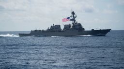 170411-N-PP996-031 
SOUTH CHINA SEA (April 11, 2017) The Arleigh Burke-class guided-missile destroyer USS Wayne E. Meyer (DDG 108) transits the South China Sea. Wayne E. Meyer is on a scheduled western Pacific deployment with the Carl Vinson Carrier Strike Group as part of the U.S. Pacific Fleet-led initiative to extend the command and control functions of U.S. 3rd Fleet. U.S. Navy aircraft carrier strike groups have patrolled the Indo-Asia-Pacific regularly and routinely for more than 70 years. (U.S. Navy photo by Mass Communication Specialist 3rd Class Danny Kelley/Released)