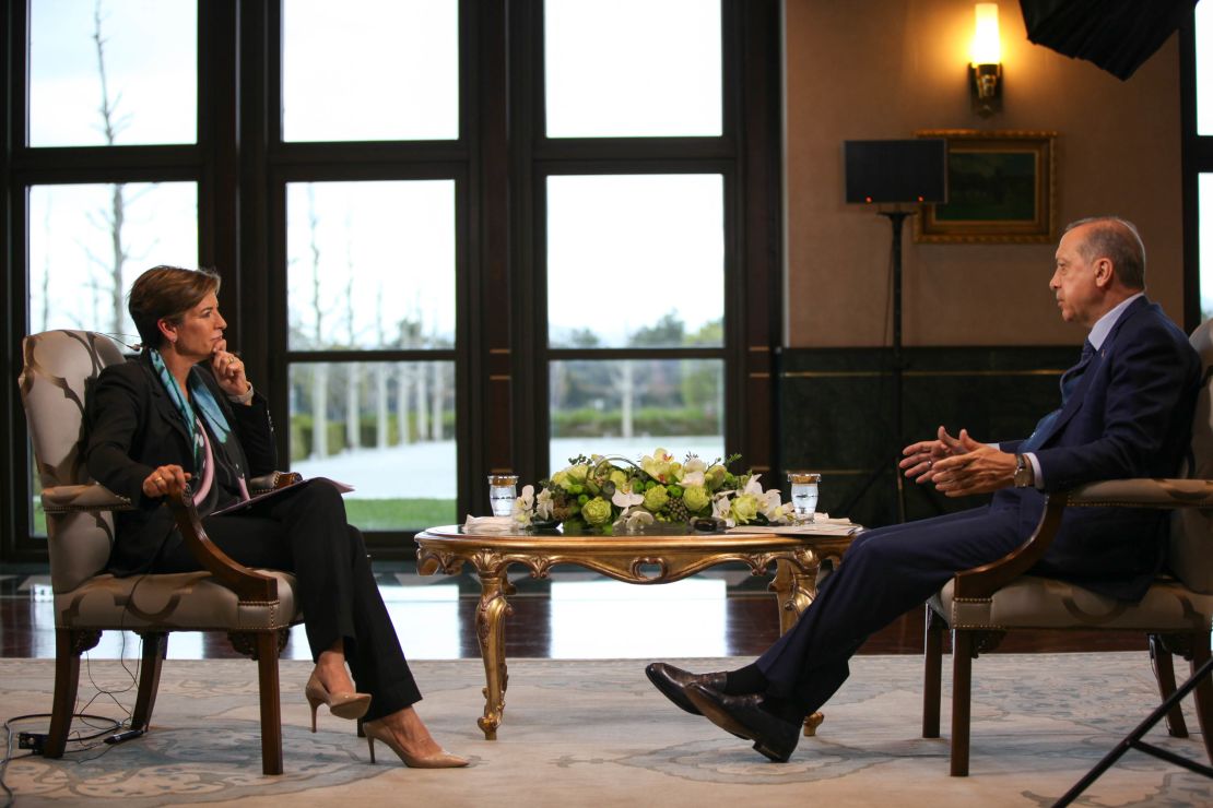 CNN's Becky Anderson interviewed Erdogan in Ankara on Tuesday.