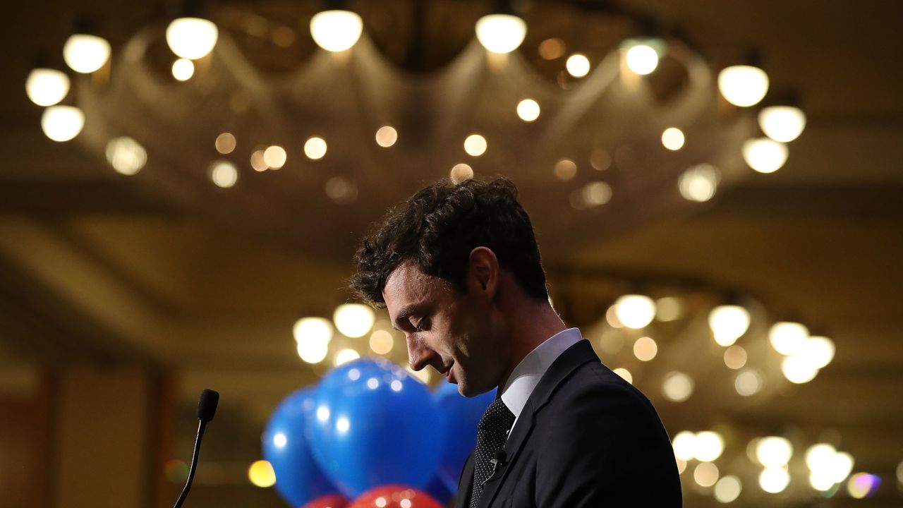 Democratic candidate Jon Ossoff speaks to his supporters as votes continue to be counted in a race that was too close to call for Georgia's 6th Congressional District on Tuesday, April 18, 2017 in Atlanta, Georgia.