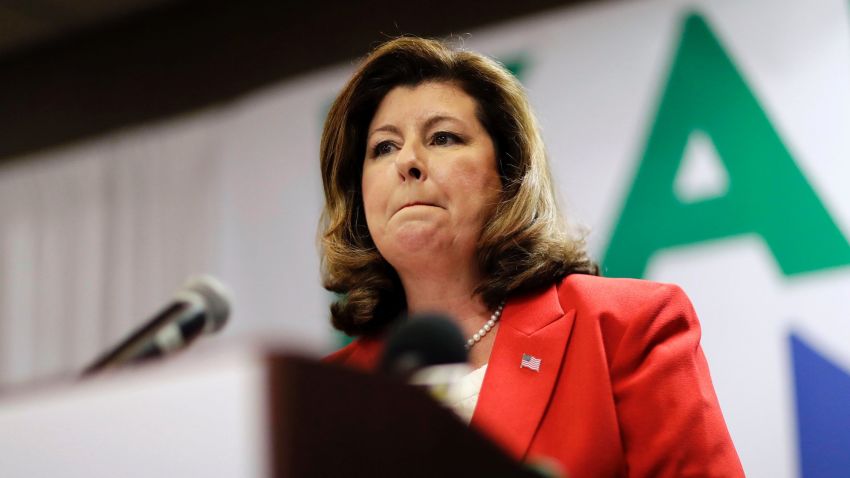 Republican candidate for Georgia's Sixth Congressional seat Karen Handel speaks at an election night watch party in Roswell, Ga., Tuesday, April 18, 2017. 