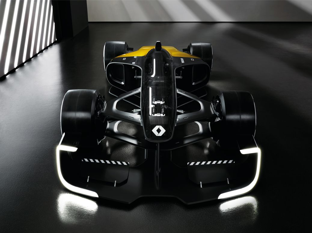 To celebrate 40 years in Formula One, Renault has released its vision for racing cars in 2027 -- a sleeker, greener model compared to its 2017 counterpart. 