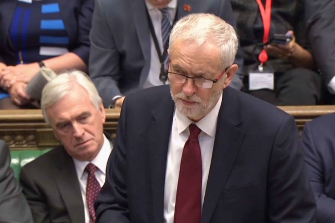 Labour Party leader Jeremy Corbyn speaks in the House of Commons in London last month.