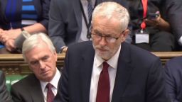 A still image taken from footage broadcast by the UK Parliamentary Recording Unit (PRU) on April 19, 2017 shows opposition Labour party leader Jeremy Corbyn speaking during Prime Ministers questions in the House of Commons in London.
Britain's parliament votes today on holding a snap election in June, as Prime Minister Theresa May seeks to make strong gains against the opposition before gruelling Brexit negotiations. / AFP PHOTO / PRU AND AFP PHOTO / Handout / RESTRICTED TO EDITORIAL USE - MANDATORY CREDIT " AFP PHOTO / PRU " - NO USE FOR ENTERTAINMENT, SATIRICAL, MARKETING OR ADVERTISING CAMPAIGNSHANDOUT/AFP/Getty Images