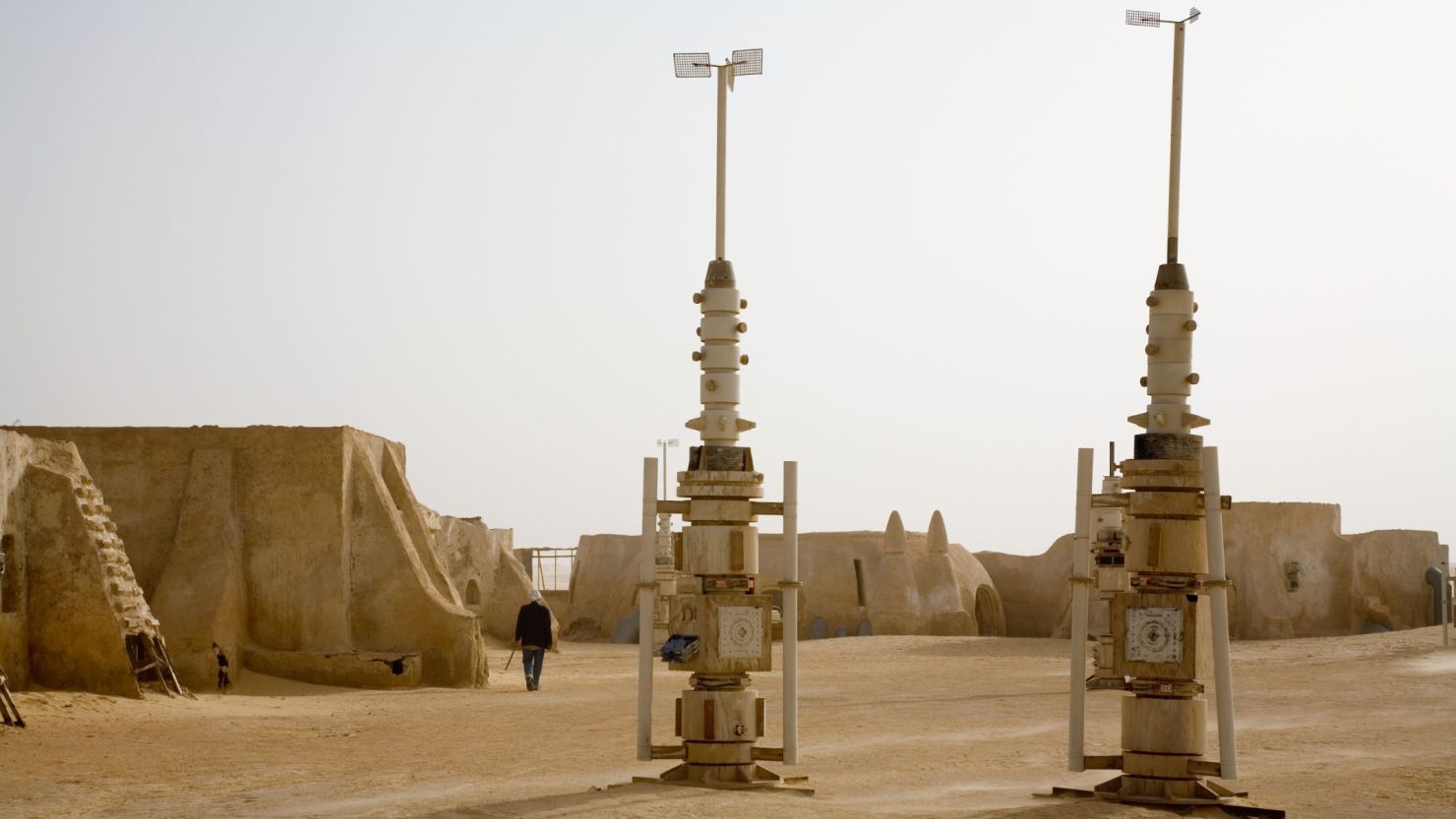 Moisture 'vaporators' on a Star Wars film set in the desert near Tozeur, Tunisia.