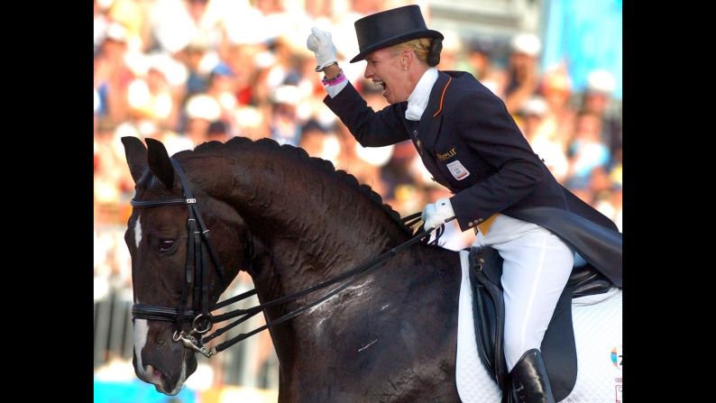 <a href="index.php?page=&url=https%3A%2F%2Fwww.anky.com%2Fen%2F" target="_blank" target="_blank">Anky van Grunsven</a>, an equestrian from the Netherlands, has won three gold medals at the Olympic Games in Sydney, Athens and Hong Kong. During the 2004 Games, she competed while five months into her pregnancy. Victory was hers: She won gold. 