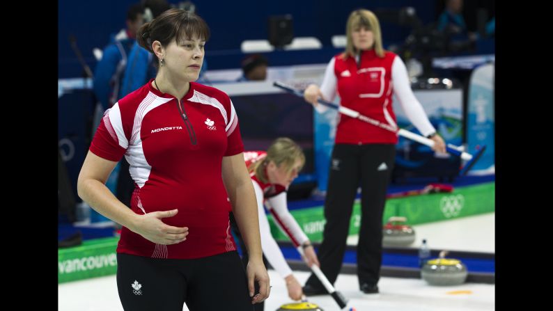 Canadian curler <a href="index.php?page=&url=http%3A%2F%2Folympic.ca%2Fteam-canada%2Fkristie-moore%2F" target="_blank" target="_blank">Kristie Moore</a> competed while five-months pregnant in the 2010 Games. She earned a silver medal in the Vancouver Games.
