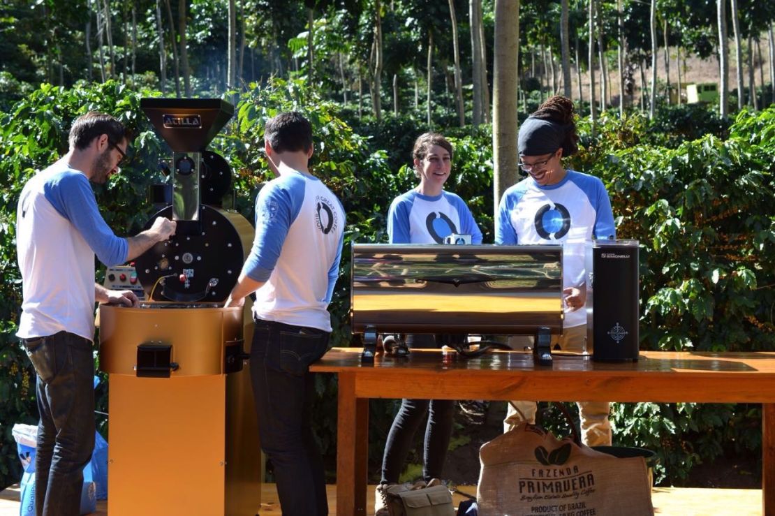 Making coffee in Brazil for coffee farmers. 