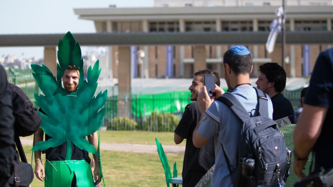 Green was a popular color outside the Knesset in Jerusalem.