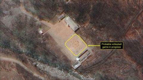 38 North says this image shows a "probable volleyball game seen at the command center support area" at North Korea's nuclear test site.