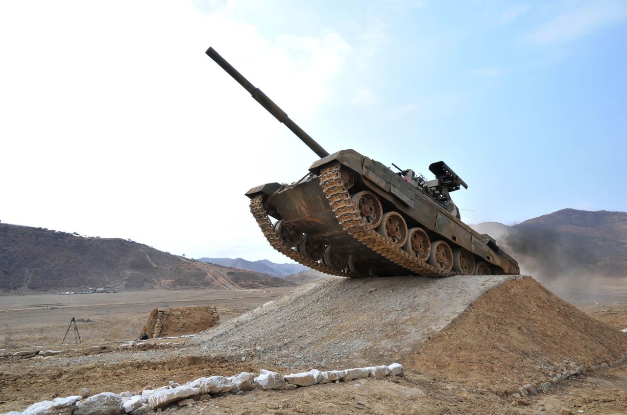 <strong>A North Korean tank participates in a competition in this 2017 picture released from North Korea's official Korean Central News Agency. North Korea has 3,500 main battle tanks in its arsenal.</strong>