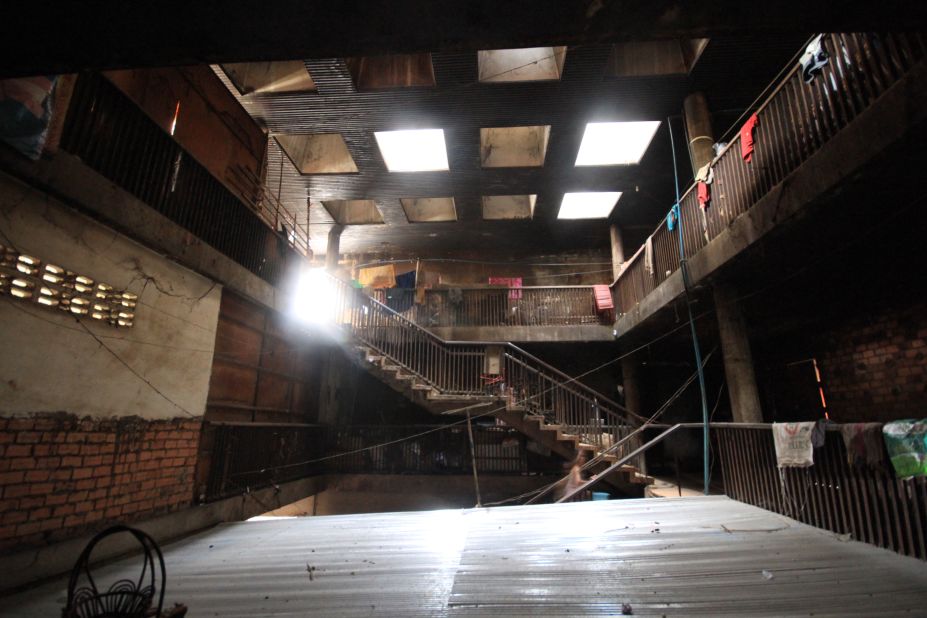 Despite the value of New Khmer buildings, they are under threat of being demolished thanks to rapid development and urbanization. The dilapidated interior of the Former Pasteur Institute, a medical facility opened in 1965, is pictured.