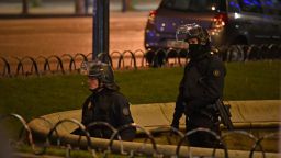 PARIS, FRANCE - APRIL 20:  Police officers secure the area after a gunman opened fire on Champs Elysees on April 20, 2017 in Paris, France. One police officer has been killed, and a second injured by a gunman on The Champs Elysees. Security is heightened in Paris with the first round of France's presidential election on Sunday.   (Photo by Jeff J Mitchell/Getty Images)