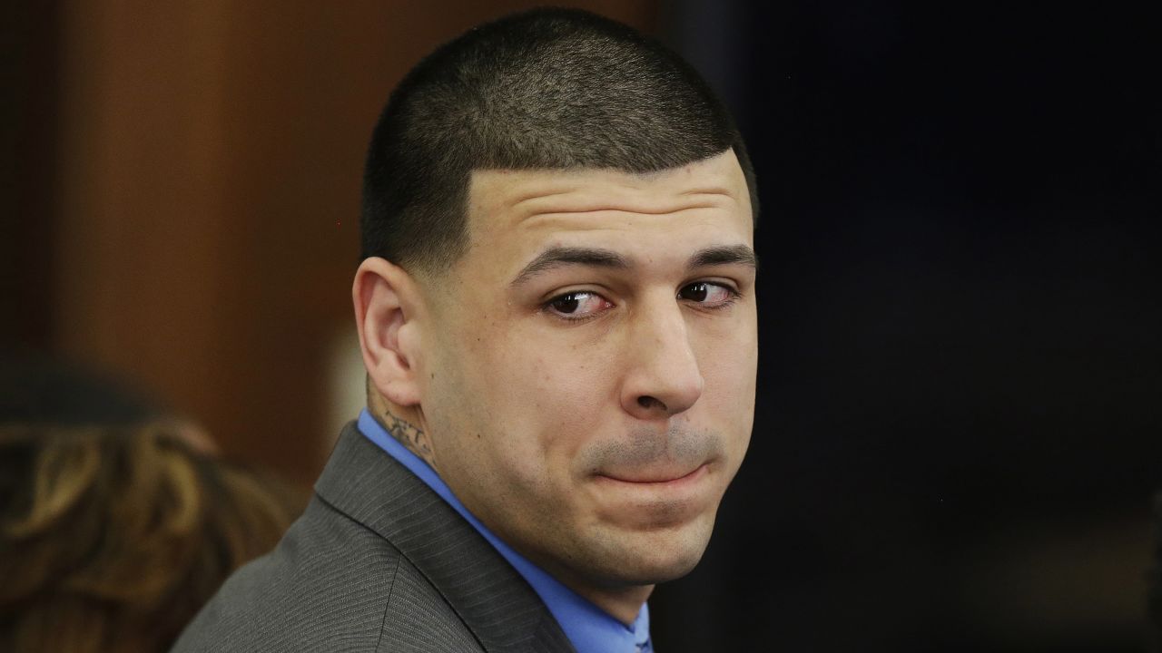 Aaron Hernandez, a former NFL star, reacts to his <a href="http://www.cnn.com/2017/04/14/us/aaron-hernandez-verdict/index.html" target="_blank">double murder acquittal</a> at Suffolk Superior Court in Boston on Friday, April 19. Hernandez, who was already in jail for the murder of Odin Lloyd, was <a href="http://www.cnn.com/2017/04/19/us/aaron-hernandez-suicide/index.html" target="_blank">found hanged</a> in his Massachusetts prison cell just days after his acquittal.