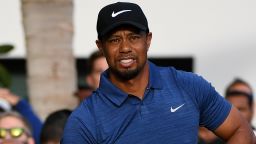 DUBAI, UNITED ARAB EMIRATES - FEBRUARY 02:  Tiger Woods o f the USA watches his tee shot on the 1st tee during the first round of the Omega Dubai Desert Classic at Emirates Golf Club on February 2, 2017 in Dubai, United Arab Emirates.  (Photo by Ross Kinnaird/Getty Images)