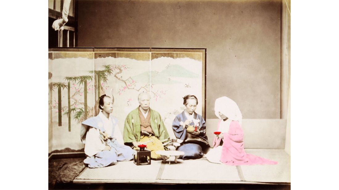 The fair features some works that are up to 100 years old. Like this image of a late 19th century Japanese wedding, with the bride and groom on the flanks.  