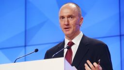 Carter Page, Global Energy Capital LLC Managing Partner and a former foreign policy adviser to Donald Trump, makes a presentation titled ' Departing from Hypocrisy: Potential Strategies in the Era of Global Economic Stagnation, Security Threats and Fake News' during his visit to Moscow.