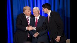 PHILADELPHIA, PA - JANUARY 26:  U.S. President Donald Trump shakes hands with Speaker of the House Paul Ryan (R-WI) while Vice President Mike Pence (C) looks on during a luncheon at the Congress of Tomorrow Republican Member Retreat January 26, 2017 in Philadelphia, Pennsylvania. Congressional Republicans are gathering for three days to plan their 2017 legislative agenda.  (Photo by Bill Clark-Pool/Getty Images)
