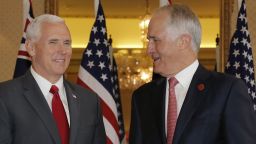 US Vice President Mike Pence (L) meets with Australia's Prime Minister Malcolm Turnbull  in Sydney on Saturday.