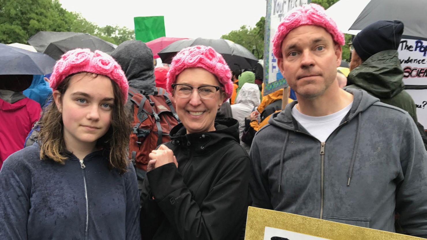 Chaz Mason, right, attended the march with his 12-year-old daughter Fiona, left, who wants to be a neurosurgeon. 