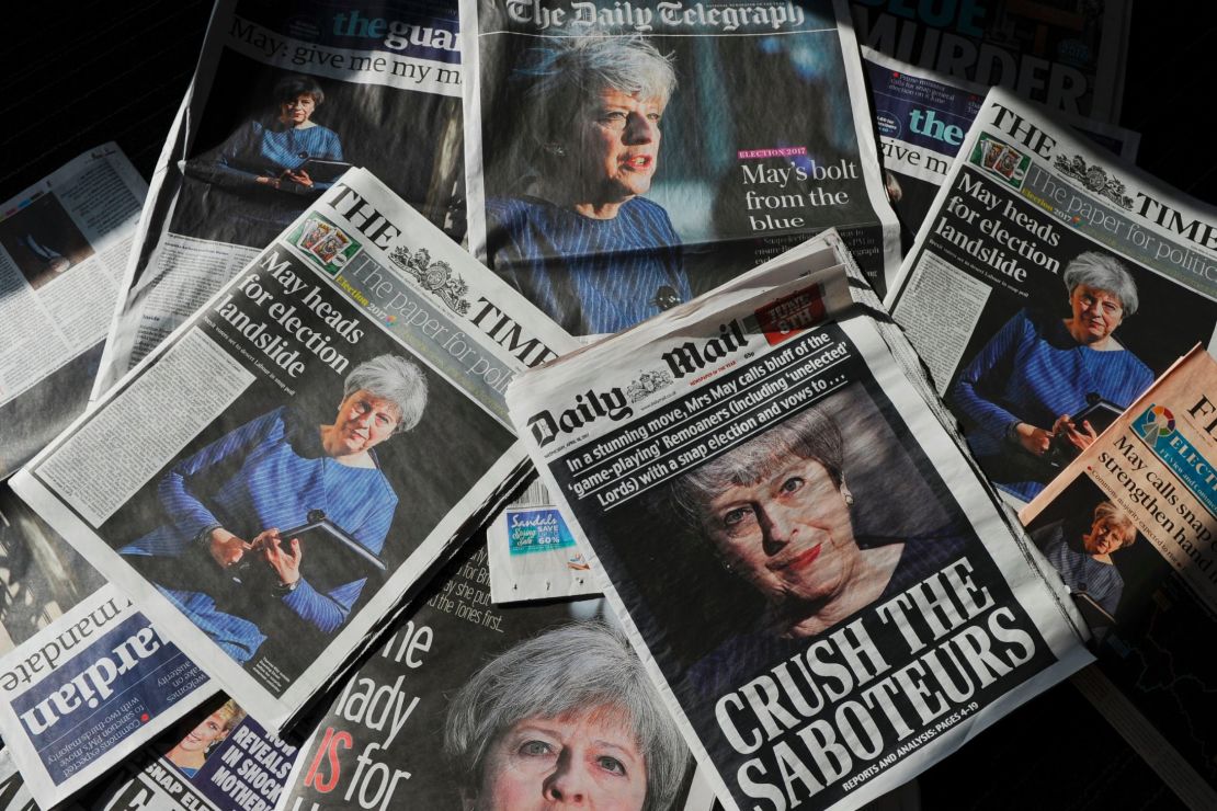 British newspapers reacted to Theresa May's calls for a snap election.