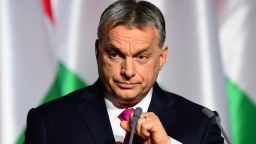 Hungarian Prime Minister and Chairman of FIDESZ party Viktor Orban delivers his state of the nation address in front of his party members and sypathizers at Varkert Bazar cultural center of Budapest,on February 10, 2017. / AFP / ATTILA KISBENEDEK        (Photo credit should read ATTILA KISBENEDEK/AFP/Getty Images)