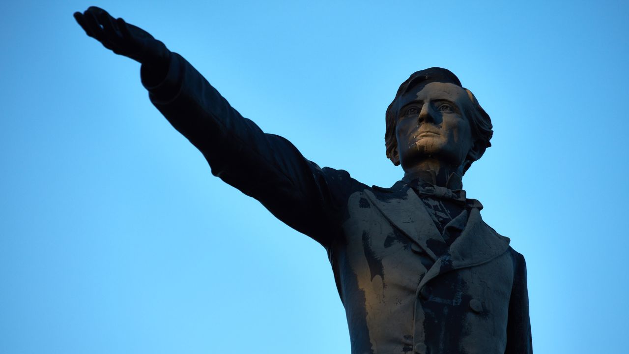 New Orleans'  Jefferson Davis statue towers over the street also named for the Confederate President.