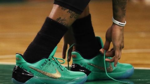 In Game 1, Thomas paid tribute to his late sister with messages on his shoes.