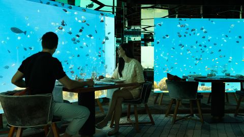 Dine with the fishes at Anantara Dhigu.