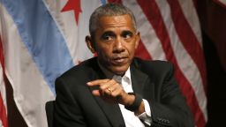 Former President Barack Obama hosts a conversation on civic engagement and community organizing, Monday, April 24, 2017, at the University of Chicago in Chicago. It's the former president's first public event of his post-presidential life in the place where he started his political career. (AP Photo/Charles Rex Arbogast)