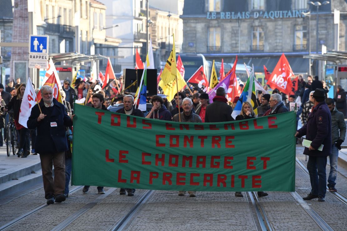 A demonstration against unemployment in Bordeaux.