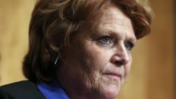 WASHINGTON, DC - MARCH 21:  U.S. Sen. Heidi Heitkamp (D-ND) listens during a hearing before the Senate Homeland Security and Governmental Affairs Committee March 21, 2013 on Capitol Hill in Washington, DC. (Photo by Alex Wong/Getty Images)